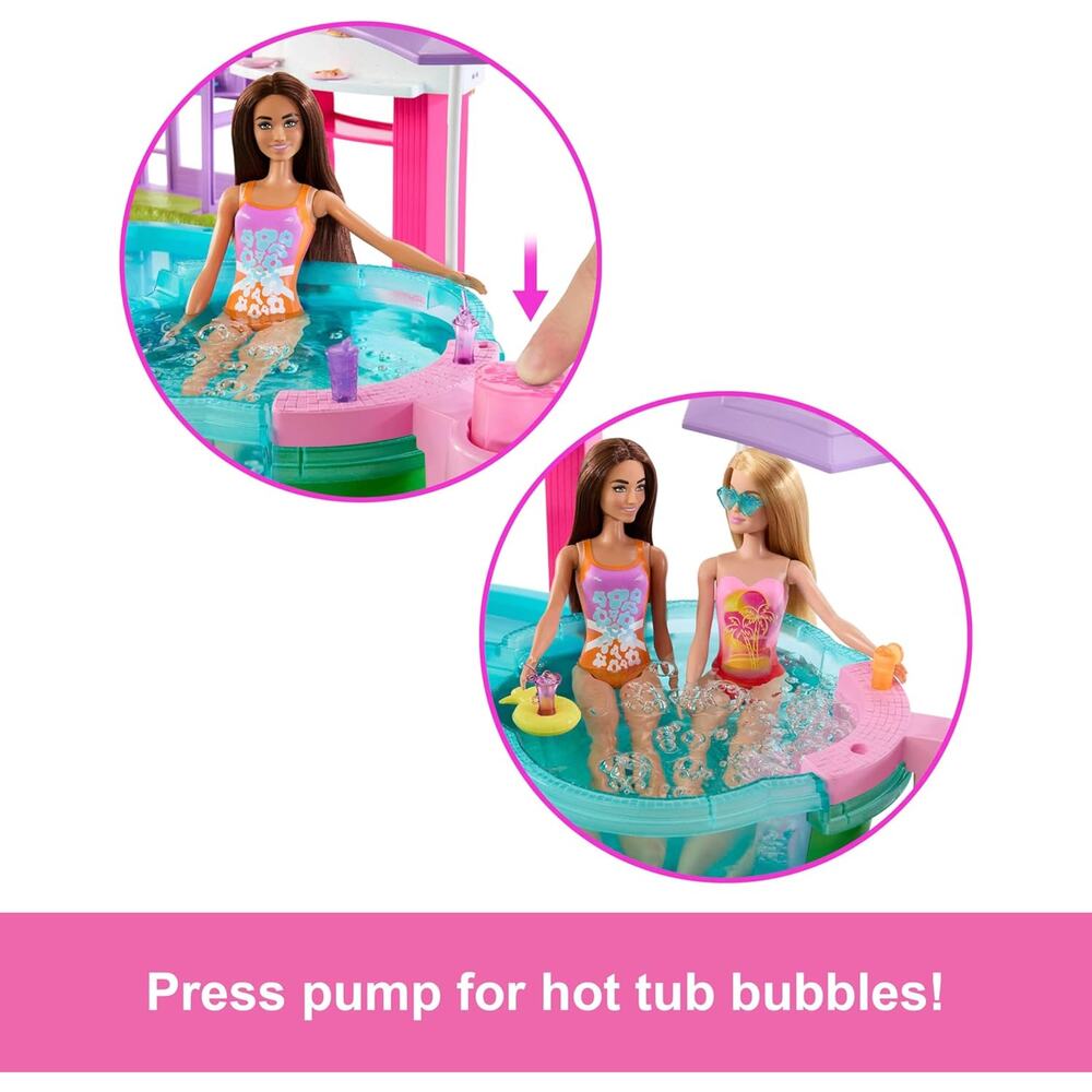 NEW Barbie Dream Pool Playset with 6 Play Areas, Slide & Bubbling Hot Tub NWT - Picture 3 of 6